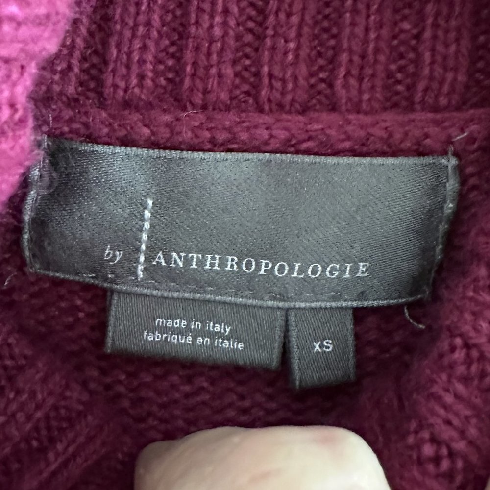 Anthropologie Blair Magenta Cowl Neck Slit Hem Sweater - Picture 4 of 9